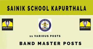 Sainik School Kapurthala Recruitment 2024 for Band Master posts | Sarkari Naukri